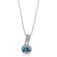 Oval Cut Alexandrite and Diamond Pendant Necklace in 9ct White Gold