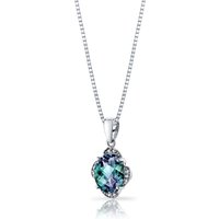 Alexandrite and Diamond Bejewel Delicate Petal Pendant Necklace in 9ct White Gold