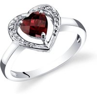 Garnet and Diamond Adoration Heart Promise Ring in 9ct White Gold