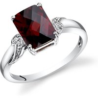 Garnet and Diamond Flourish Refined Ring in 9ct White Gold
