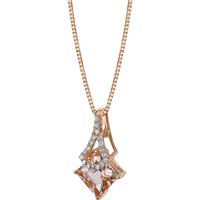 Morganite and Diamond Legacy Embellished Pendant Necklace in 9ct Rose Gold