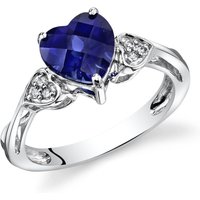 Sapphire and Diamond Solo Heart To Heart Ring in 9ct White Gold