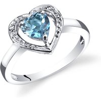 Swiss Blue Topaz and Diamond Adoration Heart Promise Ring in 9ct White Gold