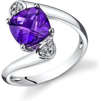 Amethyst and Diamond Cherish Bypass Ring in 9ct White Gold