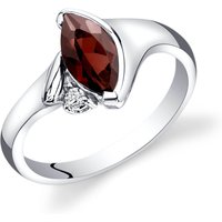 Garnet and Diamond Bezel Ring in 9ct White Gold