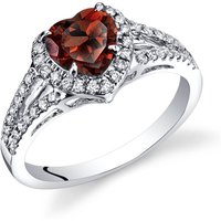 Garnet and Diamond Halo Ring in 9ct White Gold