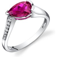 Ruby and Diamond Teardrop Ring in 9ct White Gold