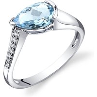 Aquamarine and Diamond Teardrop Ring in 9ct White Gold