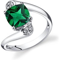 Emerald and Diamond Cherish Bypass Ring in 9ct White Gold