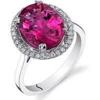Pink Tourmaline and Diamond Bejewel Classic Statement Ring in 9ct White Gold