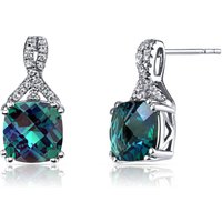 Alexandrite and White Topaz Cherish Ribbon Earrings in 9ct White Gold