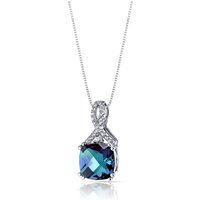 Alexandrite and White Topaz Cherish Ribbon Pendant Necklace in 9ct White Gold
