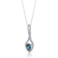 Alexandrite and White Topaz Finesse Teardrop Pendant Necklace in 9ct White Gold