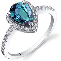 Alexandrite and White Topaz Finesse Open Halo Ring in 9ct White Gold