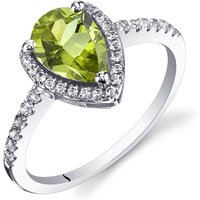Peridot and White Topaz Finesse Open Halo Ring in 9ct White Gold