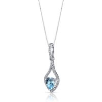 Swiss Blue Topaz and White Topaz Finesse Teardrop Pendant Necklace in 9ct White Gold