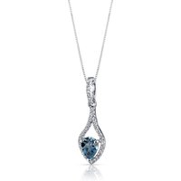 London Blue Topaz and White Topaz Finesse Teardrop Pendant Necklace in 9ct White Gold