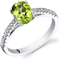 Peridot and White Topaz Bejewel Simplicity Ring in 9ct White Gold