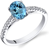 Swiss Blue Topaz and White Topaz Bejewel Simplicity Ring in 9ct White Gold