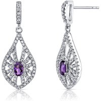Amethyst and White Topaz Bejewel Chandelier Drop Earrings in 9ct White Gold