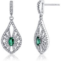 Emerald and White Topaz Bejewel Chandelier Drop Earrings in 9ct White Gold