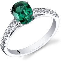 Emerald and White Topaz Bejewel Simplicity Ring in 9ct White Gold
