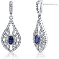 Sapphire and White Topaz Bejewel Chandelier Drop Earrings in 9ct White Gold