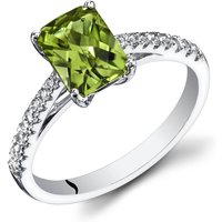 Peridot and White Topaz Azure Radiance Ring in 9ct White Gold