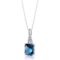 London Blue Topaz and White Topaz Flourish Padlock Pendant Necklace in 9ct White Gold