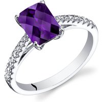 Amethyst and White Topaz Azure Radiance Ring in 9ct White Gold