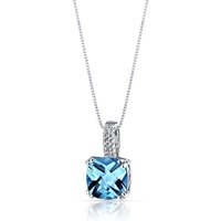 Swiss Blue Topaz and White Topaz Cherish Refined Pendant Necklace in 9ct White Gold