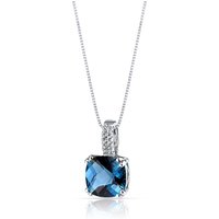 London Blue Topaz and White Topaz Cherish Refined Pendant Necklace in 9ct White Gold