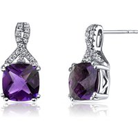 Amethyst and White Topaz Cherish Ribbon Earrings in 9ct White Gold