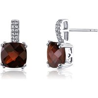Garnet and White Topaz Cherish Refined Earrings in 9ct White Gold