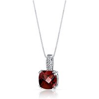 Garnet and White Topaz Cherish Refined Pendant Necklace in 9ct White Gold