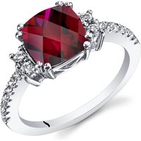 Ruby and White Topaz Cherish Refined Ring in 9ct White Gold
