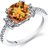 Citrine and White Topaz Cherish Refined Ring in 9ct White Gold
