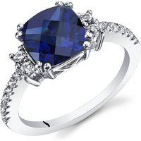 Sapphire and White Topaz Cherish Refined Ring in 9ct White Gold