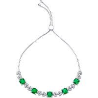 Emerald Halo Bracelet in Sterling Silver