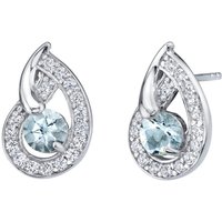 Aquamarine Swirl Earrings in Sterling Silver