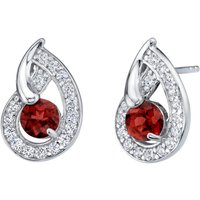 Garnet Swirl Earrings in Sterling Silver