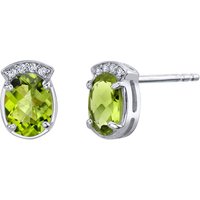 Peridot Bejewel Crown Stud Earrings in Sterling Silver