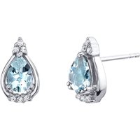 Aquamarine Finesse Ovate Earrings in Sterling Silver