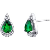 Emerald Finesse Ovate Earrings in Sterling Silver