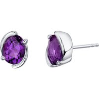 Amethyst Bejewel Bezel Stud Earrings in Sterling Silver