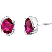 Ruby Bejewel Bezel Stud Earrings in Sterling Silver