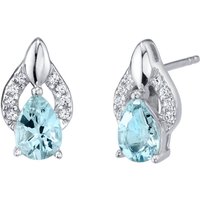 Aquamarine Finesse Crown Earrings in Sterling Silver