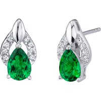 Emerald Finesse Crown Earrings in Sterling Silver