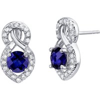 Sapphire Hourglass Stud Earrings in Sterling Silver