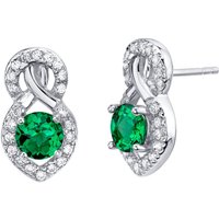 Emerald Hourglass Stud Earrings in Sterling Silver